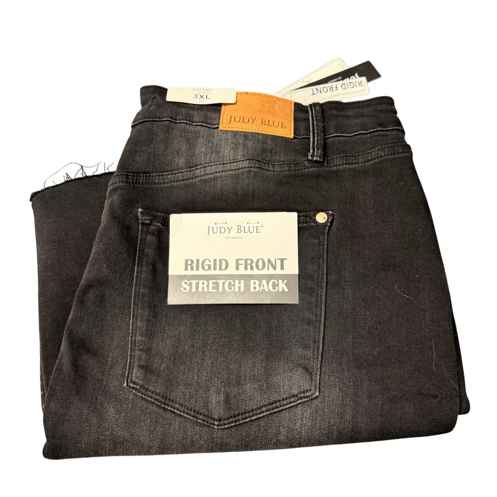 Judy Blue Jean Skirt Womens 3XL Black Distressed Stretch‎ Denim Rigid Front NEW